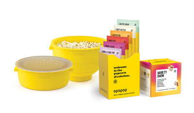 Opopop Flavor Wrapped™ Popcorn Kernels, the first innovation in popcorn since the 1970s. Comes in six signature flavors including reimagined classics such as Fancy Butter, and uniquely created experiences like Salted Umami and Vanilla Cake Pop